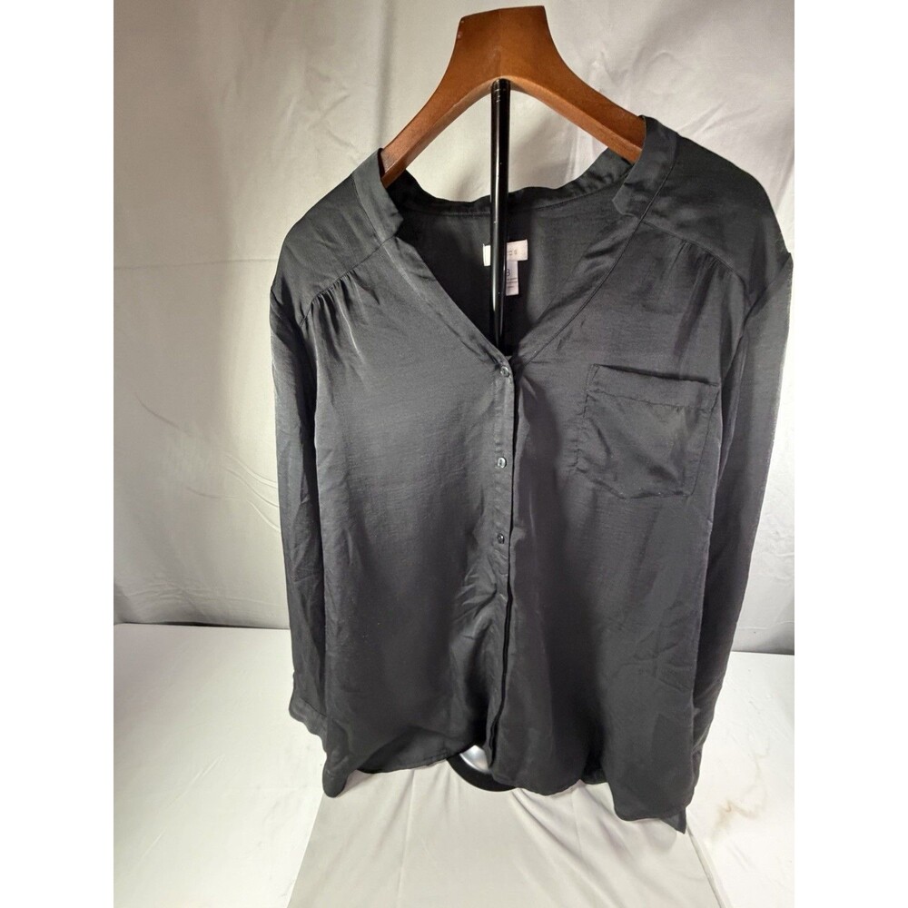 Chico's Black Light Weight Sheer Long Sleeve Blouse Woman's Size 3